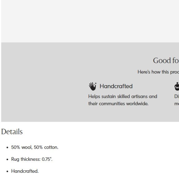 West Elm Kasbah Wool+Cotton Rug 3' x 5' (91cm x 152 cm)Hand crafted in India - Picture 7 of 13